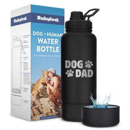 Dog + Human Water Bottle with Detachable Dog Bowl
