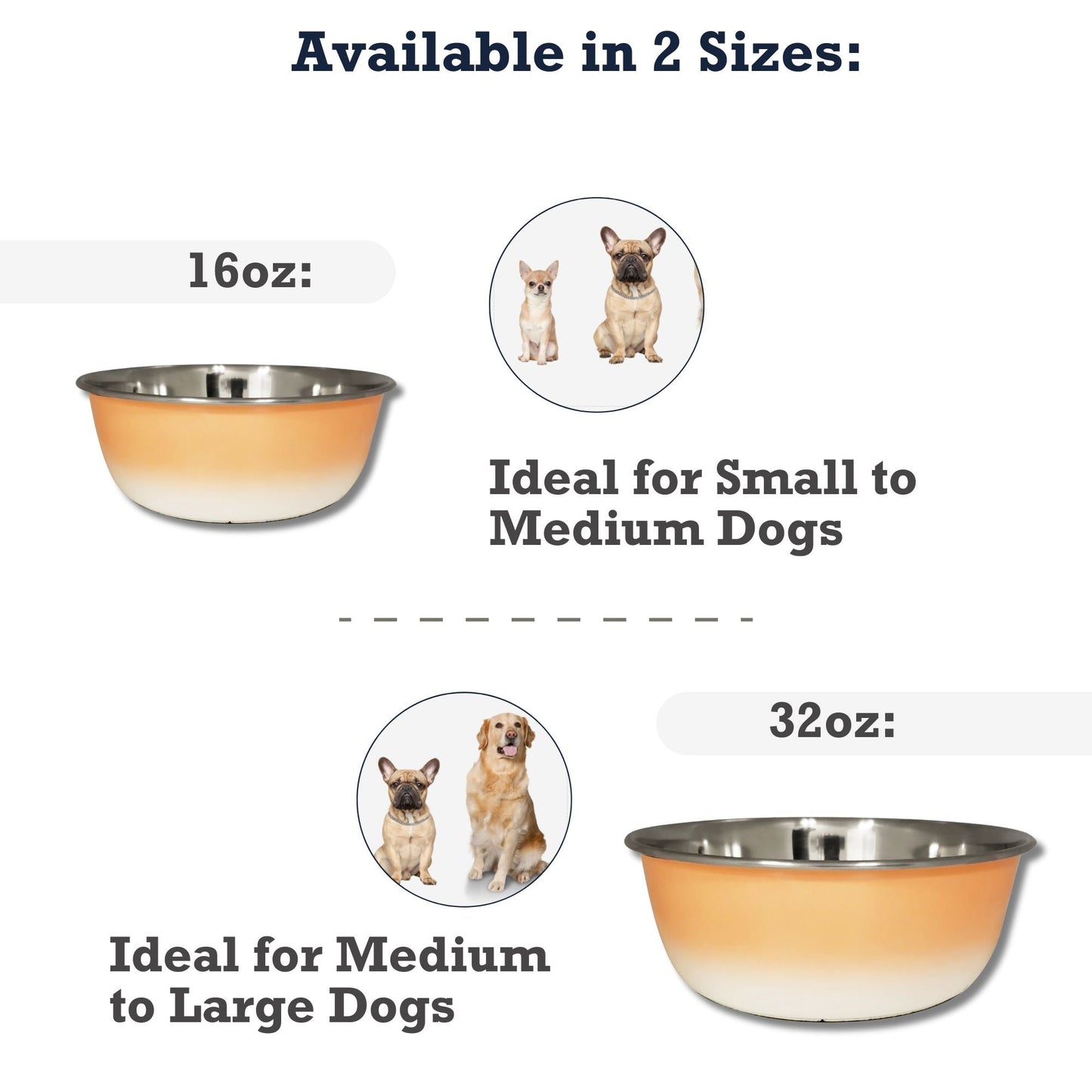 Deep Dog Bowl – Stainless Steel Bowl, Ideal for Small, Medium & Large Dogs – Peach Coral
