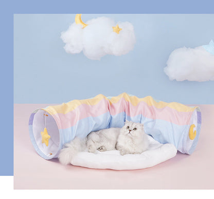 Collapsible Removable Cat Tunnel Tube With Cat Bed Set