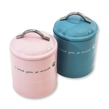 "I Love You So Much" Dog Treat Canister Gift Set – Pink & Blue