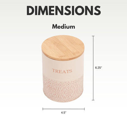 Country Living Dog Treat Canisters - Set of 2 Carbon Steel Jars with Bamboo Lids – White Swan