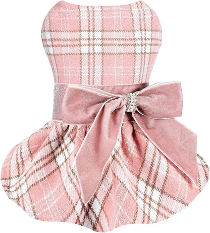 Plaid Dog Sweater Dress – Warm Winter Outfit for Puppies