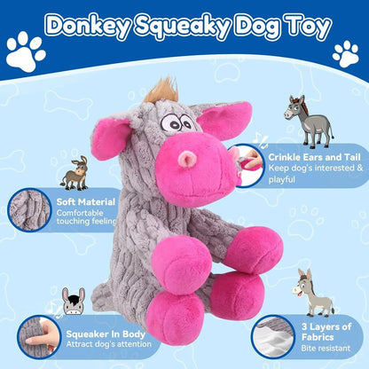 Plush Crinkle Squeaky Dog Toy for Small Medium & Large Dogs – Tough Chew