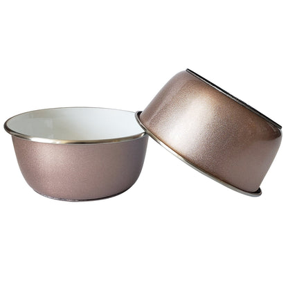 Deep Dog Bowl with Paw Print Design – Stainless Steel Bowl, Ideal for Small, Medium to Large Dogs – Rose Gold