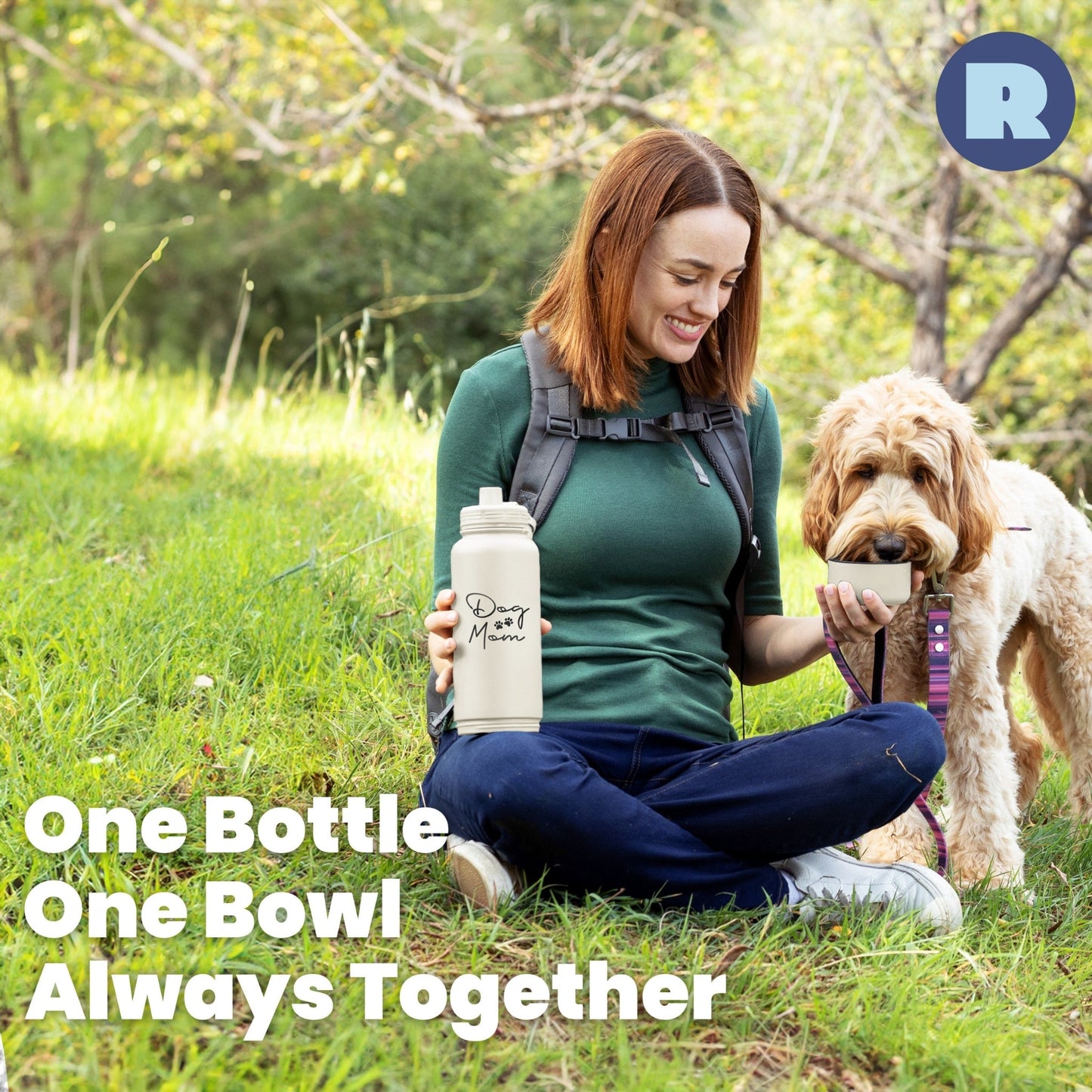 Dog + Human Water Bottle with Detachable Dog Bowl