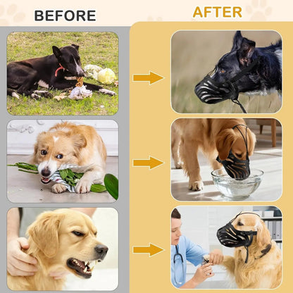 Soft Basket Dog Muzzle Breathable Adjustable Prevents Biting Chewing Training