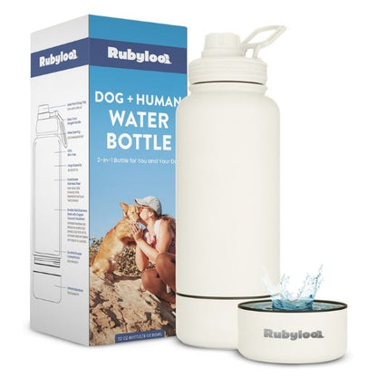 Dog + Human Water Bottle with Detachable Dog Bowl