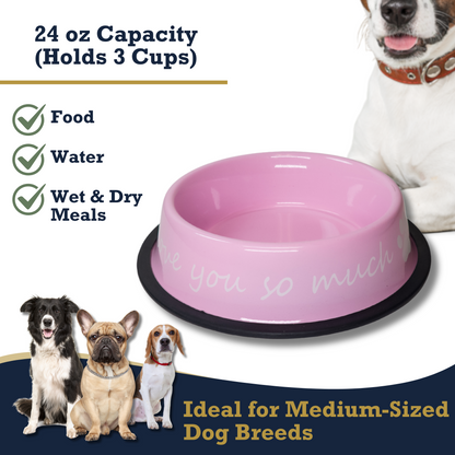 I LOVE YOU SO MUCH Modern Stainless Steel Dog Bowl – 24oz