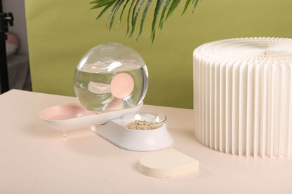 Auto-Myst Automatic Gravity Pet Water Dispenser - 2-in-1 Filtered Water & Food Bowl System with 2.8L Capacity