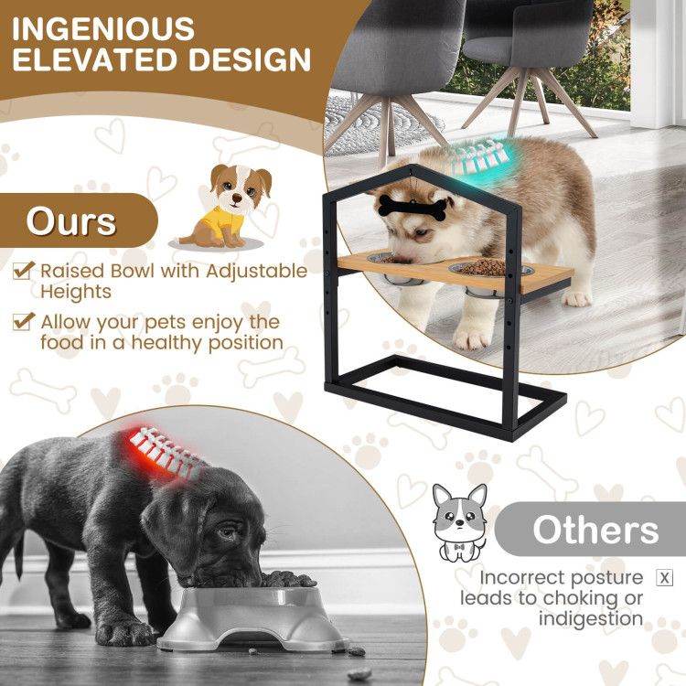 Adjustable Elevated Dog Feeder with 5 Height Settings - Premium Raised Pet Feeding Station with 2 Large Stainless Steel Bowls