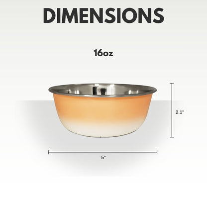 Deep Dog Bowl – Stainless Steel Bowl, Ideal for Small, Medium & Large Dogs – Peach Coral
