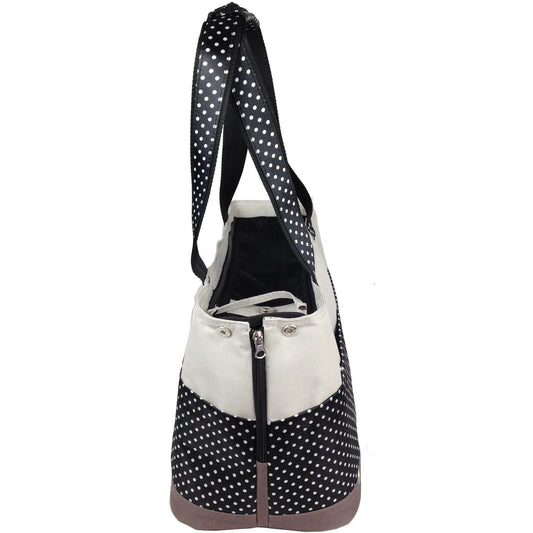 Pet Life ® 'Tote n' Boater' Trendy Spotted Designer Fashion Travel Pet Dog Carrier