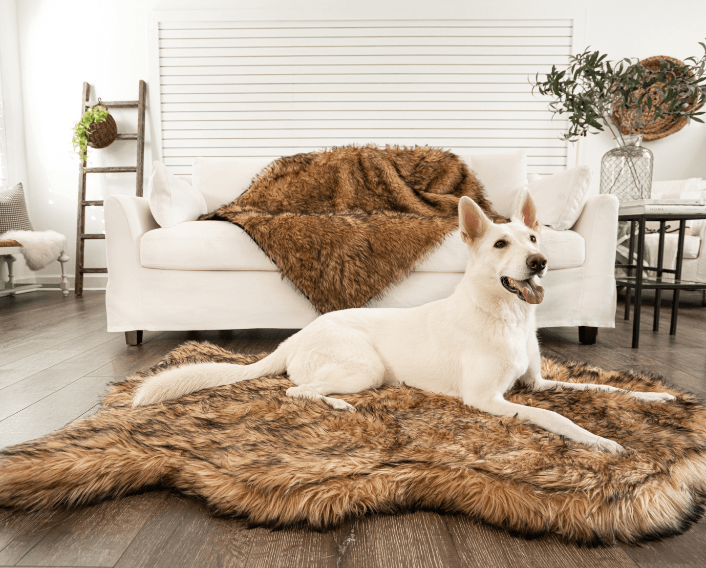 PupRug by Paw.com® Faux Fur Orthopedic Dog Bed - Curve Sable Tan
